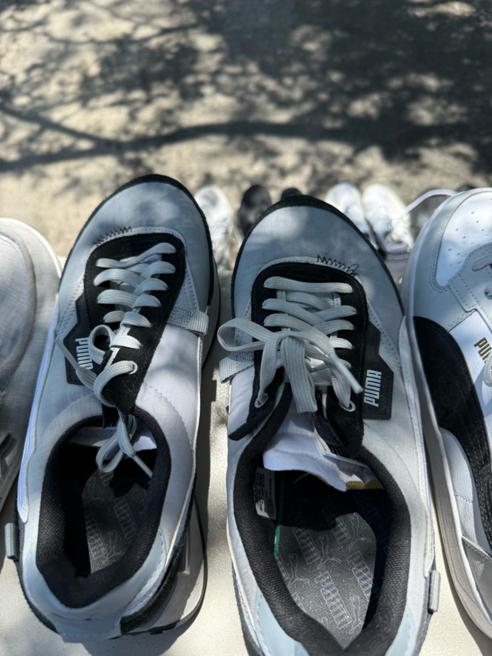 Puma Black and White Retro Runner Sneakers